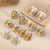 Wholesale Stainless Steel Geometric Heart Shaped Earrings With Electroplating Design For Women