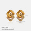 Wholesale Stainless Steel Geometric Heartshaped Diamondencrusted Earrings For Women