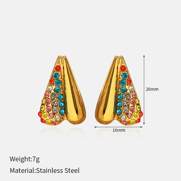Wholesale Stainless Steel Geometric Heartshaped Diamondencrusted Earrings For Women