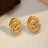 Wholesale Stainless Steel Geometric Heartshaped Diamondencrusted Earrings For Women