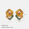 Wholesale Stainless Steel Geometric Heartshaped Diamondencrusted Earrings For Women