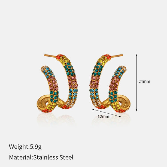 Wholesale Stainless Steel Geometric Heartshaped Diamondencrusted Earrings For Women