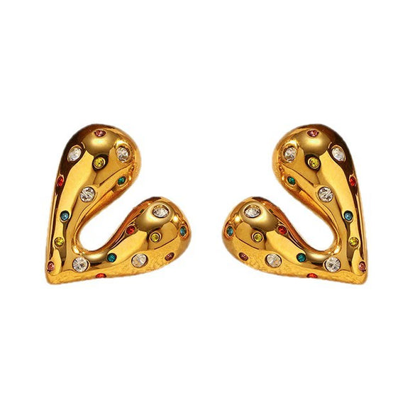 Wholesale Stainless Steel Geometric Heartshaped Diamondencrusted Earrings For Women