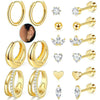 Wholesale Stainless Steel Geometric Heartshaped Electroplated Zircon Unisex Earrings