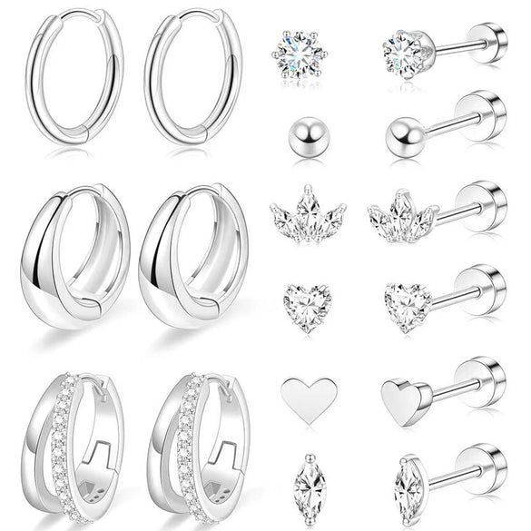 Wholesale Stainless Steel Geometric Heartshaped Electroplated Zircon Unisex Earrings