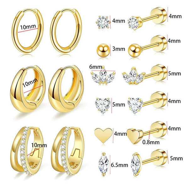 Wholesale Stainless Steel Geometric Heartshaped Electroplated Zircon Unisex Earrings