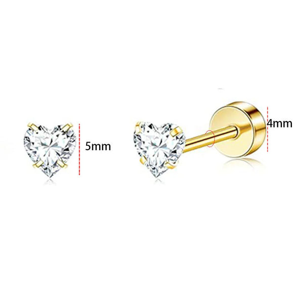 Wholesale Stainless Steel Geometric Heartshaped Electroplated Zircon Unisex Earrings
