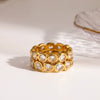 Wholesale Stainless Steel Geometric Heartshaped Zircon Splicing 18K Gold Plated Diamond Ring For Women