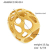 Wholesale Stainless Steel Geometric Heavy Industry Ring With 18K Real Gold Color Electroplating For Women