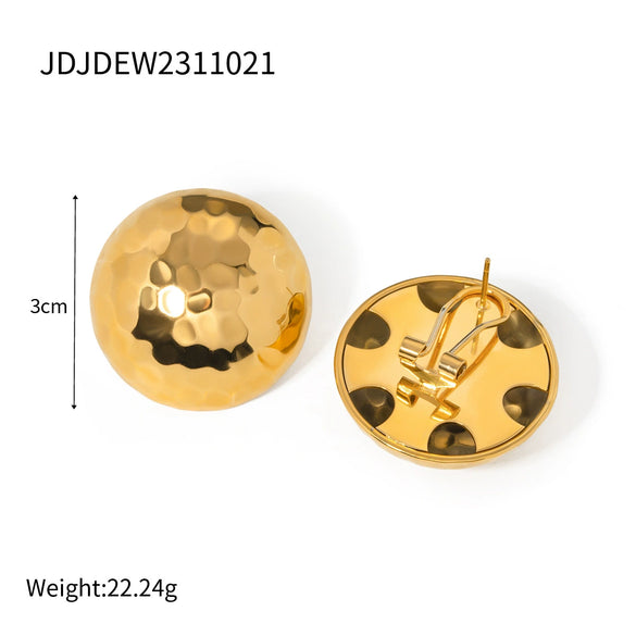 Wholesale Stainless Steel Geometric Hemisphere Earrings Jewelry With Hammer Pattern And Electroplating Treatment