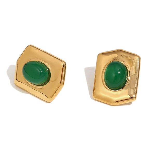 Wholesale Stainless Steel Geometric Hexagonal Shield Electroplated Earrings For Women