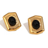 Wholesale Stainless Steel Geometric Hexagonal Shield Electroplated Earrings For Women