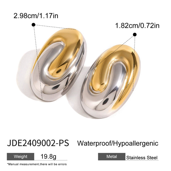 Wholesale Stainless Steel Geometric High Spiral Oval Electroplated Women's Earrings
