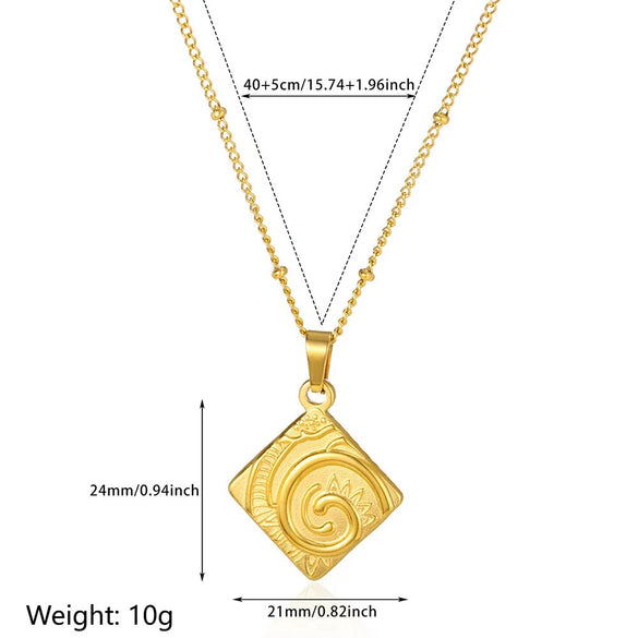 Wholesale Stainless Steel Geometric Hiphop Style Electroplated Tarot Relief Threedimensional Clavicle Chain