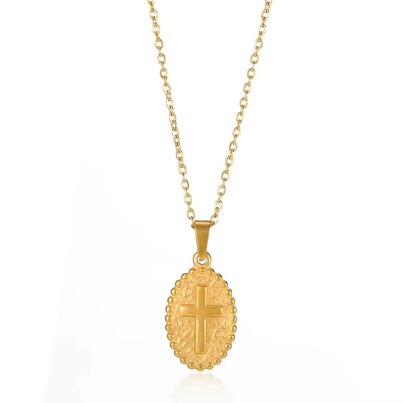 Wholesale Stainless Steel Geometric Hiphop Style Electroplated Tarot Relief Threedimensional Clavicle Chain