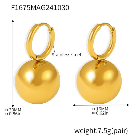 Wholesale Stainless Steel Geometric Hollow Ball Earrings With Pvd Electroplated Ear Buckle For Women