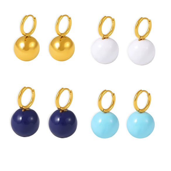Wholesale Stainless Steel Geometric Hollow Ball Earrings With Pvd Electroplated Ear Buckle For Women