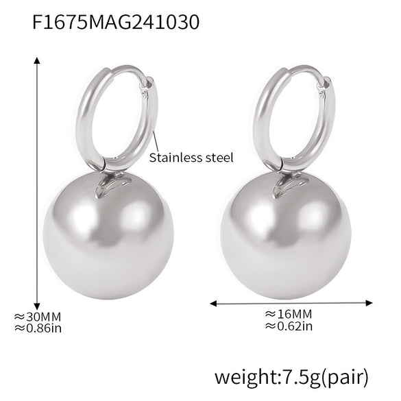 Wholesale Stainless Steel Geometric Hollow Ball Earrings With Pvd Electroplated Ear Buckle For Women