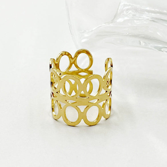 Wholesale Stainless Steel Geometric Hollow Circle Ring With Electroplating Treatment