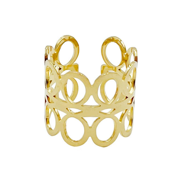 Wholesale Stainless Steel Geometric Hollow Circle Ring With Electroplating Treatment