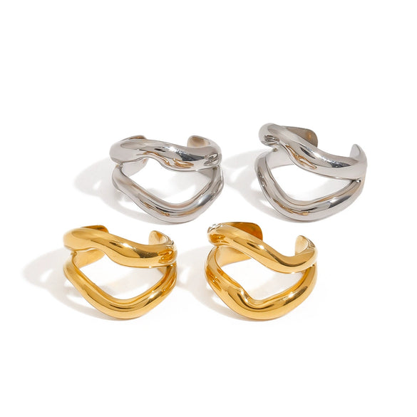 Wholesale Stainless Steel Geometric Hollow Ear Clip Earrings With Electroplating And Quiet Design Sense