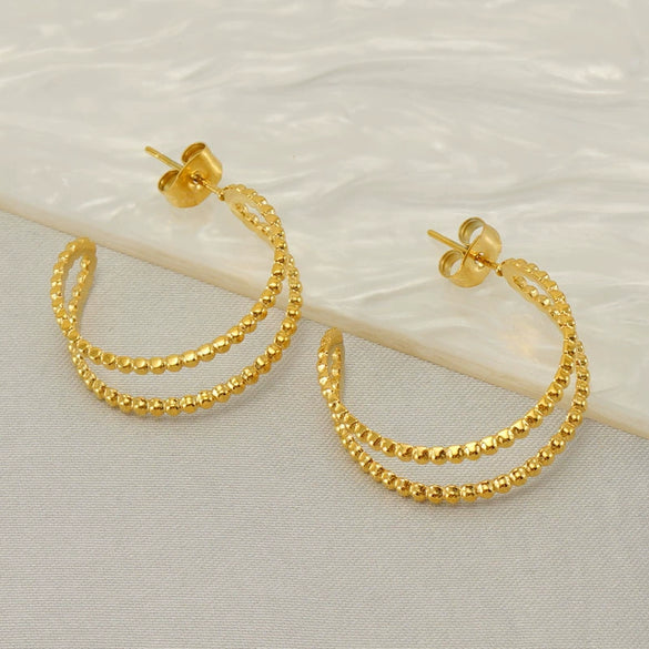 Wholesale Stainless Steel Geometric Hollow Earrings For Female With Electroplating Design