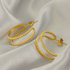 Wholesale Stainless Steel Geometric Hollow Earrings For Female With Electroplating Design