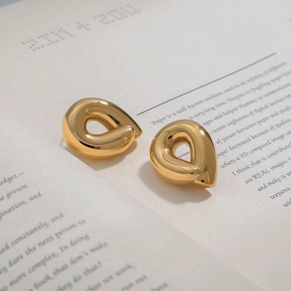 Wholesale Stainless Steel Geometric Hollow Earrings Jewelry With Electroplating Modern Minimalist Style