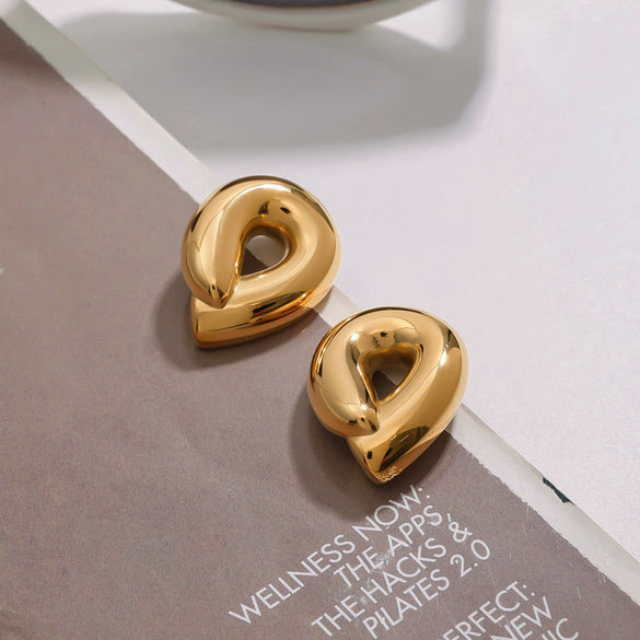 Wholesale Stainless Steel Geometric Hollow Earrings Jewelry With Electroplating Modern Minimalist Style