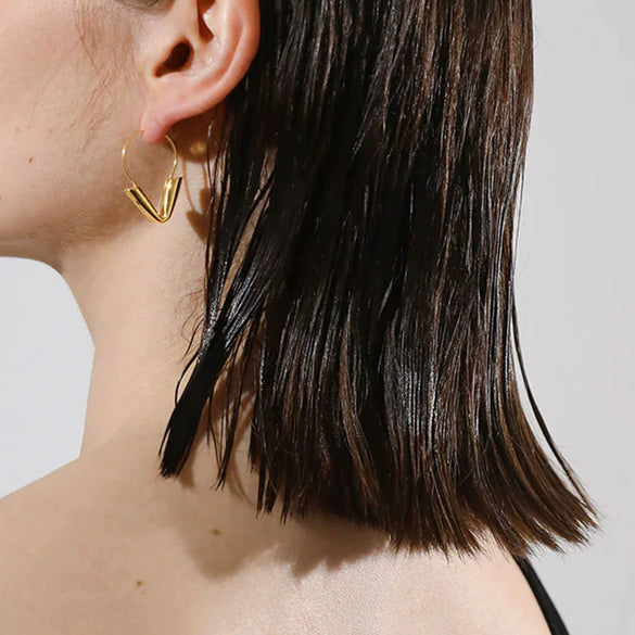 Wholesale Stainless Steel Geometric Hollow Earrings With 18K Gold Plated Electroplating For Women