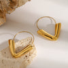 Wholesale Stainless Steel Geometric Hollow Earrings With 18K Gold Plated Electroplating For Women
