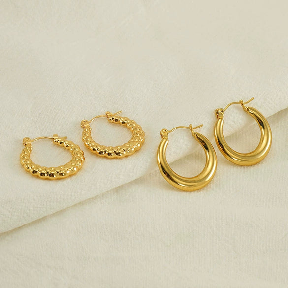 Wholesale Stainless Steel Geometric Hollow Electroplated Glossy Circle Earrings For Women