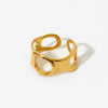 Wholesale Stainless Steel Geometric Hollow Irregular Opening Electroplating Colorretaining Women's Ring And Bracelet