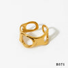 Wholesale Stainless Steel Geometric Hollow Irregular Opening Electroplating Colorretaining Women's Ring And Bracelet