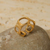 Wholesale Stainless Steel Geometric Hollow Irregular Opening Electroplating Colorretaining Women's Ring And Bracelet