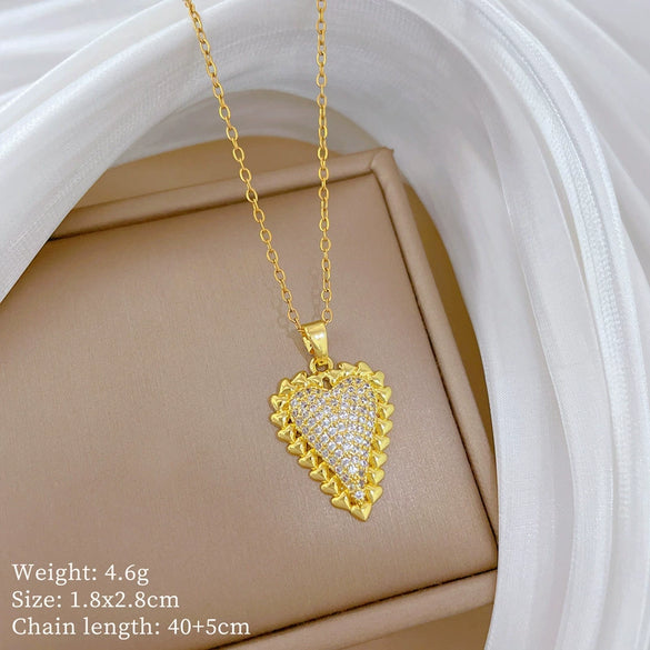 Wholesale Stainless Steel Geometric Hollow Love Pendant Necklace Unisex Cartoon Minimalist Style