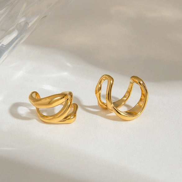 Wholesale Stainless Steel Geometric Hollow Multi Layer Electroplated Women's Earrings