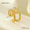 Wholesale Stainless Steel Geometric Hollow Open Ring Light Luxury Style 18K Gold Nonfading Electroplated For Women