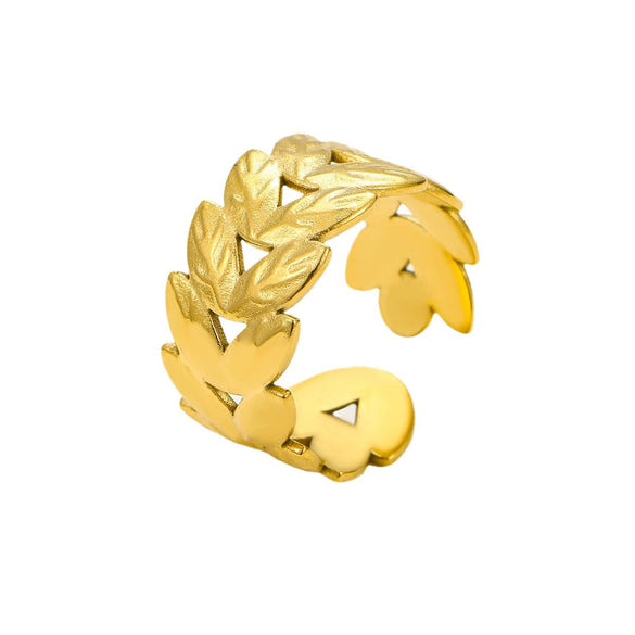 Wholesale Stainless Steel Geometric Hollow Open Ring Light Luxury Style 18K Gold Nonfading Electroplated For Women