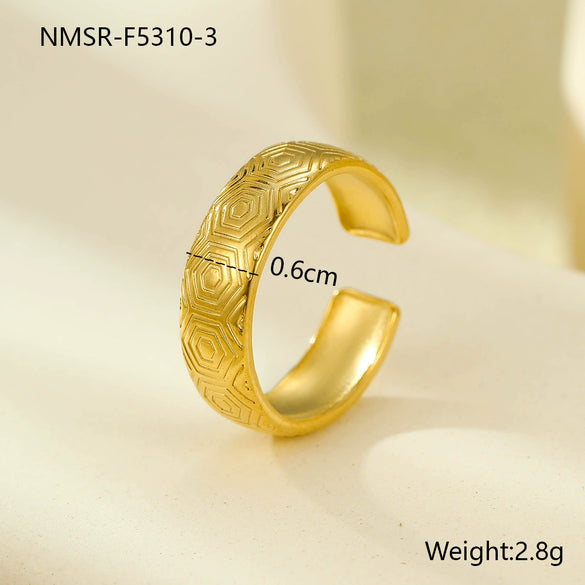 Wholesale Stainless Steel Geometric Hollow Open Ring Light Luxury Style 18K Gold Nonfading Electroplated For Women