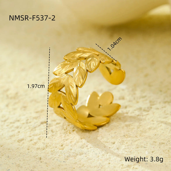 Wholesale Stainless Steel Geometric Hollow Open Ring Light Luxury Style 18K Gold Nonfading Electroplated For Women