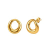 Wholesale Stainless Steel Geometric Hollow Oval Ear Cuffs And Round Oshaped Irregular Earrings For Women With Electroplating Design