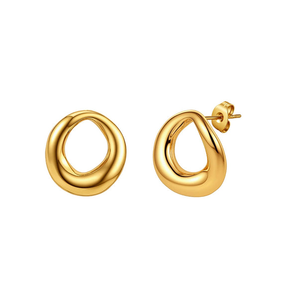 Wholesale Stainless Steel Geometric Hollow Oval Ear Cuffs And Round Oshaped Irregular Earrings For Women With Electroplating Design