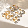 Wholesale Stainless Steel Geometric Hollow Pendant Earrings And Necklace With Electroplating Treatment For Women