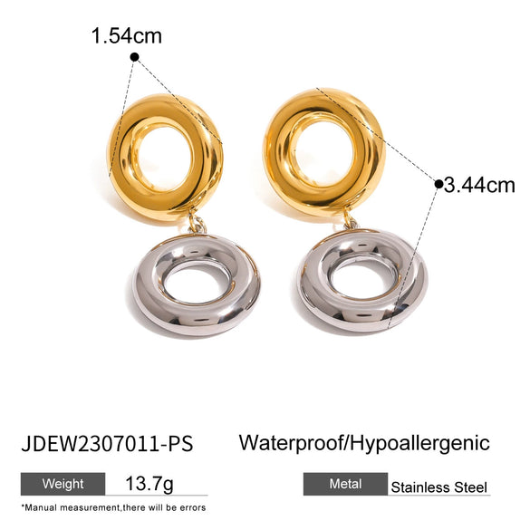 Wholesale Stainless Steel Geometric Hollow Pendant Earrings And Necklace With Electroplating Treatment For Women