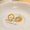 Wholesale Stainless Steel Geometric Hollow Ring Earrings With Lava Texture And Electroplating
