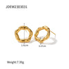 Wholesale Stainless Steel Geometric Hollow Ring Earrings With Lava Texture And Electroplating