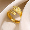 Wholesale Stainless Steel Geometric Hollow Snake And Heart Ring For Men And Women Gold Plated
