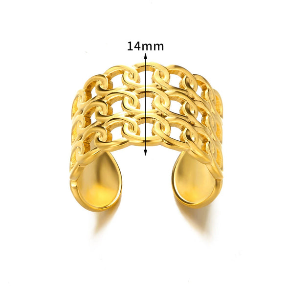 Wholesale Stainless Steel Geometric Hollow Snake And Heart Ring For Men And Women Gold Plated