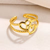 Wholesale Stainless Steel Geometric Hollow Snake And Heart Ring For Men And Women Gold Plated